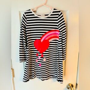 Long sleeve cotton dress with adorable heart and rainbow design